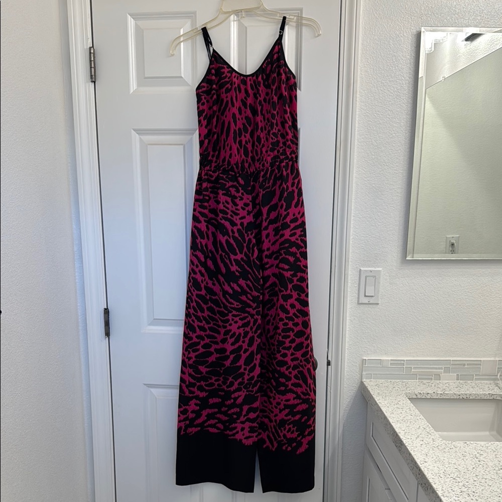 Pink and Black Animal Print Jumpsuit